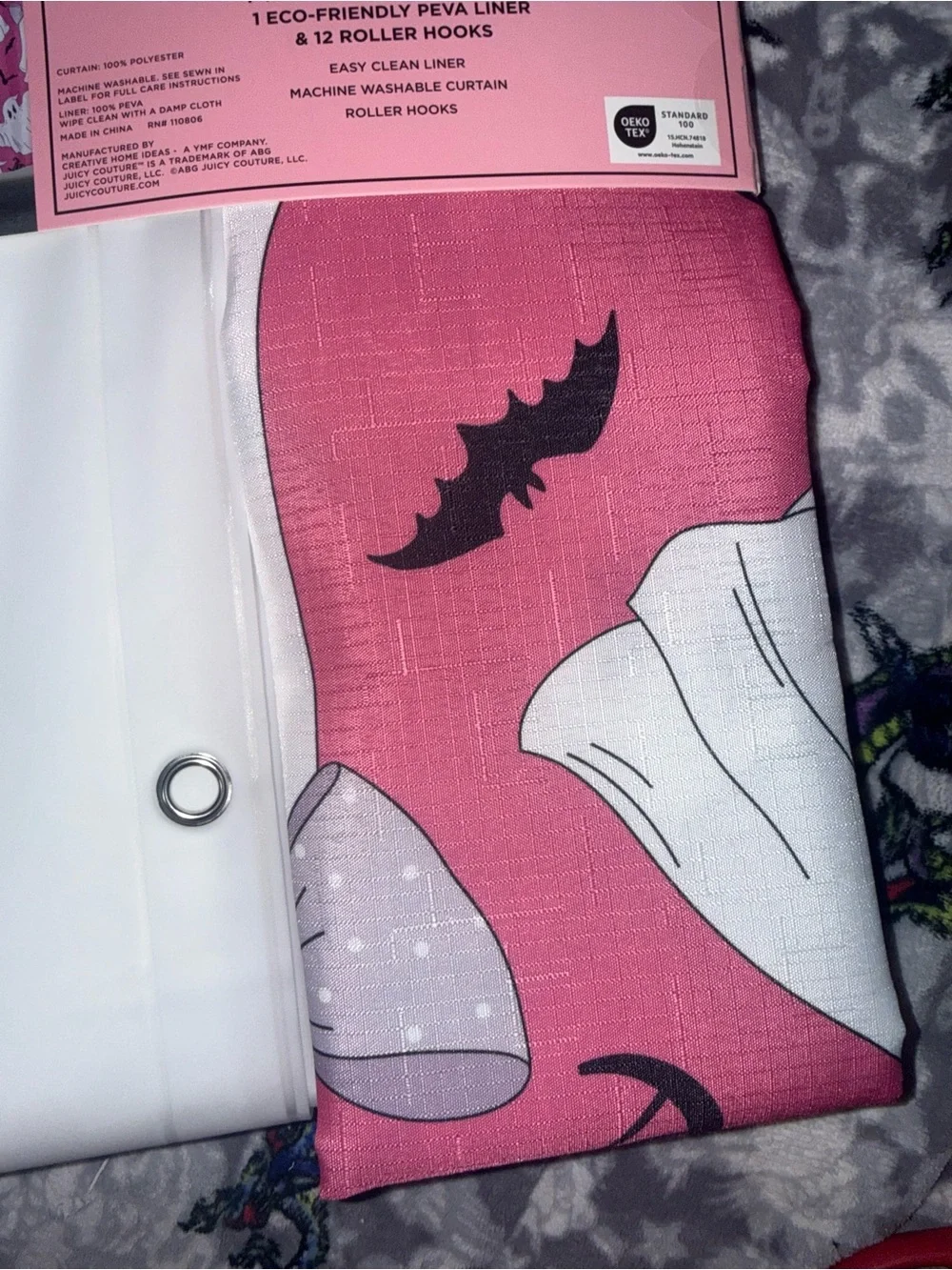 Juicy Couture Home 14-Piece Pink Ghost Halloween Shower Curtain Set